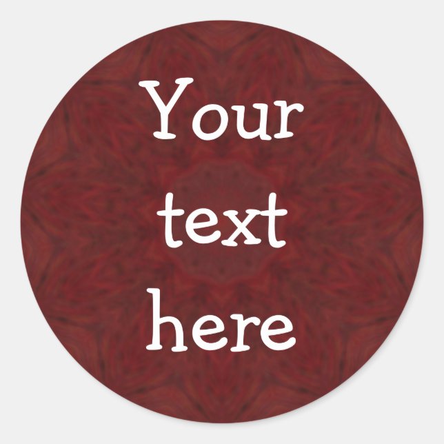 Autocollant rouge rond personnalisable "Your Text  (Devant)
