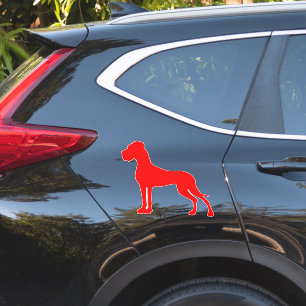 Autocollant rouge silhouette Dogue Allemand Sticke
