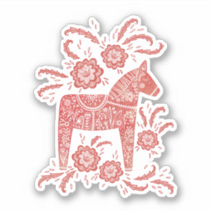 Autocollant rouge suédois Dala Horse
