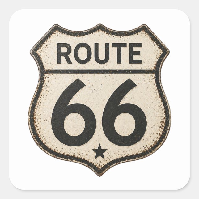 Autocollant Route 66 Bouclier Rétro Patiné (Devant)