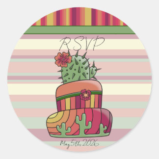 Autocollant "RSVP" pour mariage aux cactus