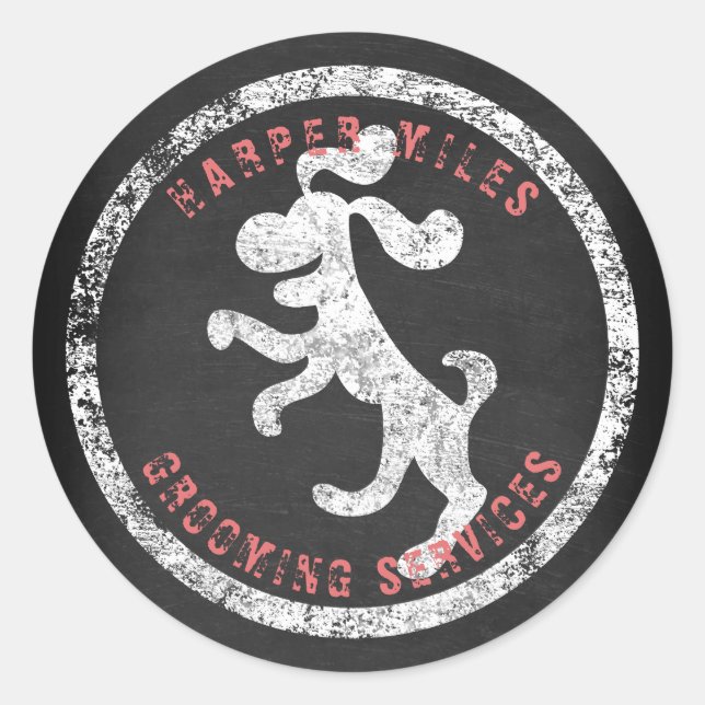 autocollant rustique avec logo craie happy dog (Devant)