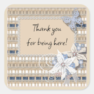 Autocollant rustique, carré mariage