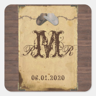 Autocollant rustique de monogramme de casquettes