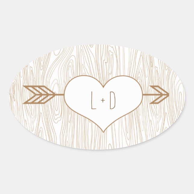 Autocollant Rustique Mariage Woodgrain (Devant)