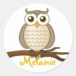 Autocollant sage mignon du hibou de
