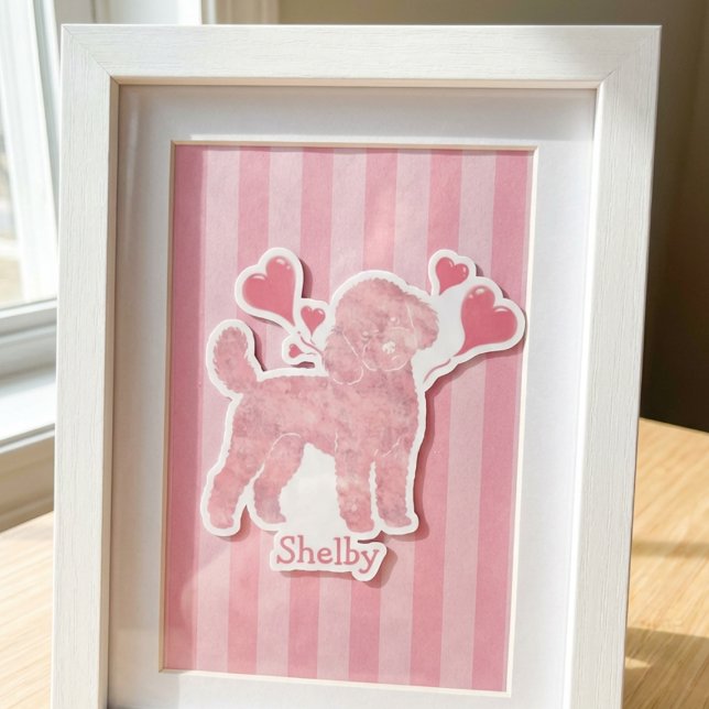 Autocollant Saint-Valentin Caniche, Rose Pastel, N (Créateur téléchargé)