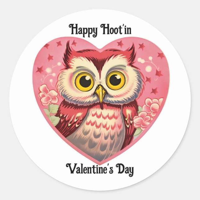 Autocollant Saint-Valentin Chouette au Cœur (Devant)