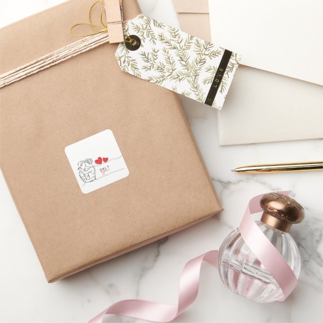 Autocollant Saint-Valentin - Design art linéaire (Cadeaux)