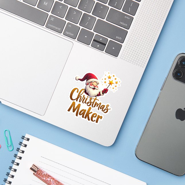 Autocollant Santa Créateur de Noël (Ordinateur portable avec iPhone)