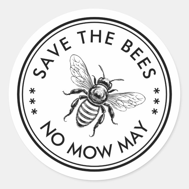 Autocollant Sauvez les abeilles pas de tonte mai (Devant)