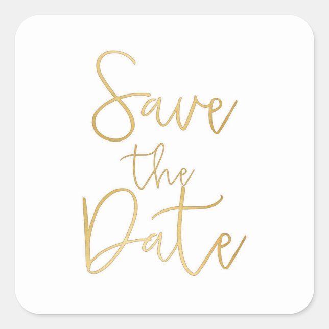 Autocollant SAVE THE DATE écriture blanche et or (Devant)