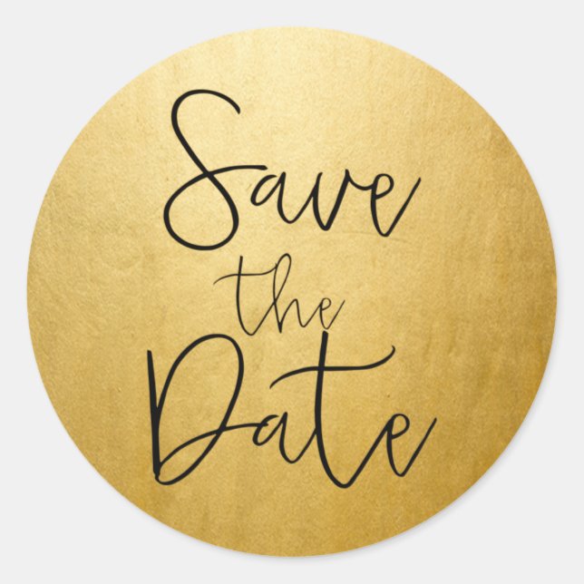 Autocollant SAVE THE DATE écriture noire avec feui (Devant)