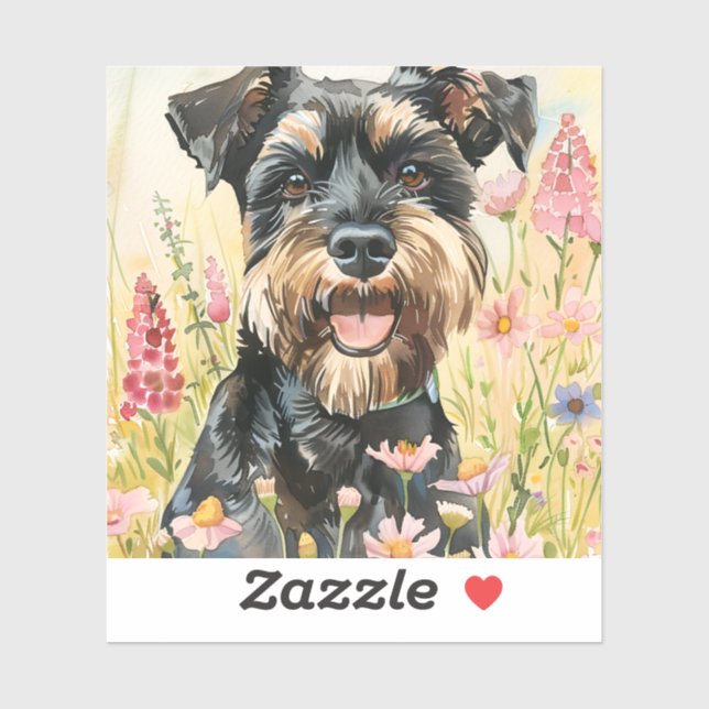 Autocollant – Schnauzer découpé en forme Stickers  (Feuille)