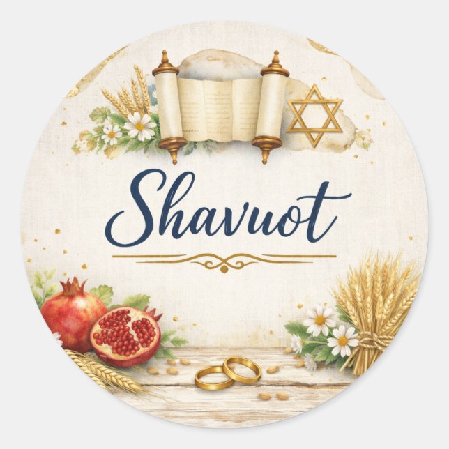 Autocollant Shavuot joyeux, Fête juive  (Devant)