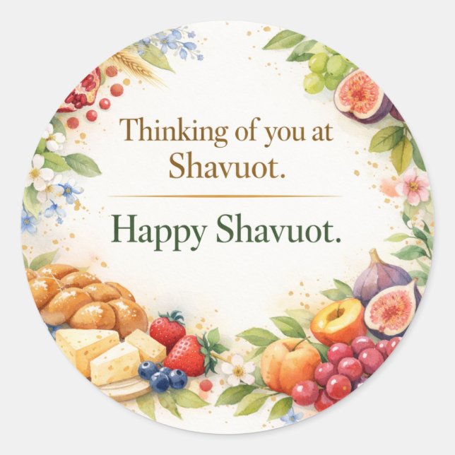 Autocollant Shavuot Joyeux, Pensées pour vous à Sh (Devant)