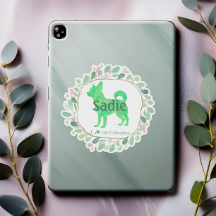 Autocollant silhouette de chihuahua vert pastel pe