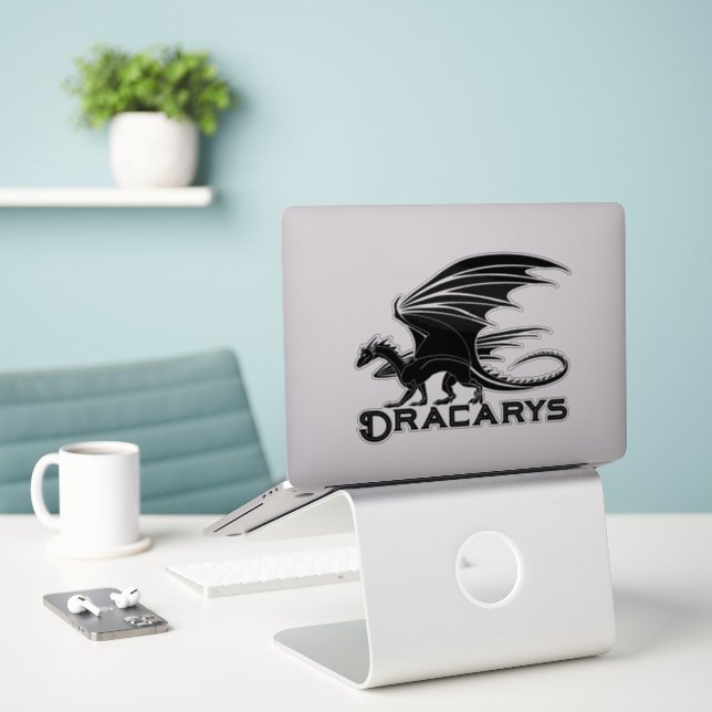 Autocollant Silhouette de Dragon Noir Dracarys (Ordinateur portable sur le bureau)