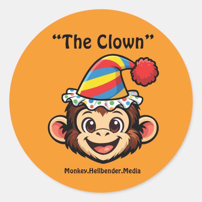 Autocollant singe Macaque Kaki - Le Clown (Devant)