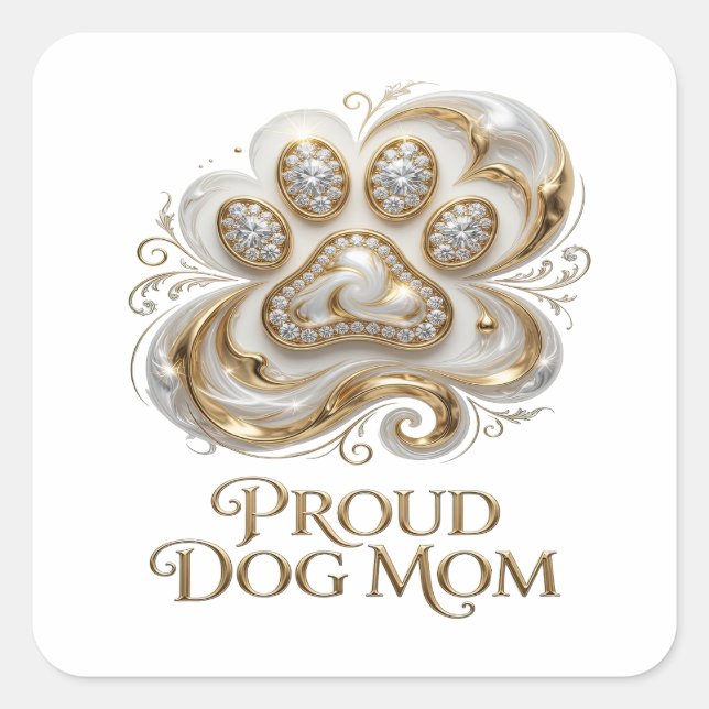 Autocollant Snappy Gold PROUD DOG MOM impression (Devant)