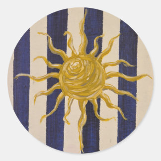 Autocollant Soleil Dessiné à la Main avec Rayures 