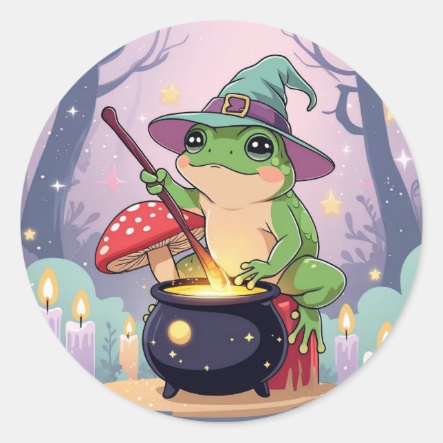 Autocollant Sorcière Grenouille Mignonne – Grenoui (Devant)