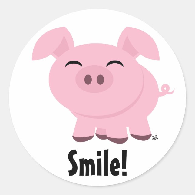 Autocollant souriant de porc mignon (Devant)