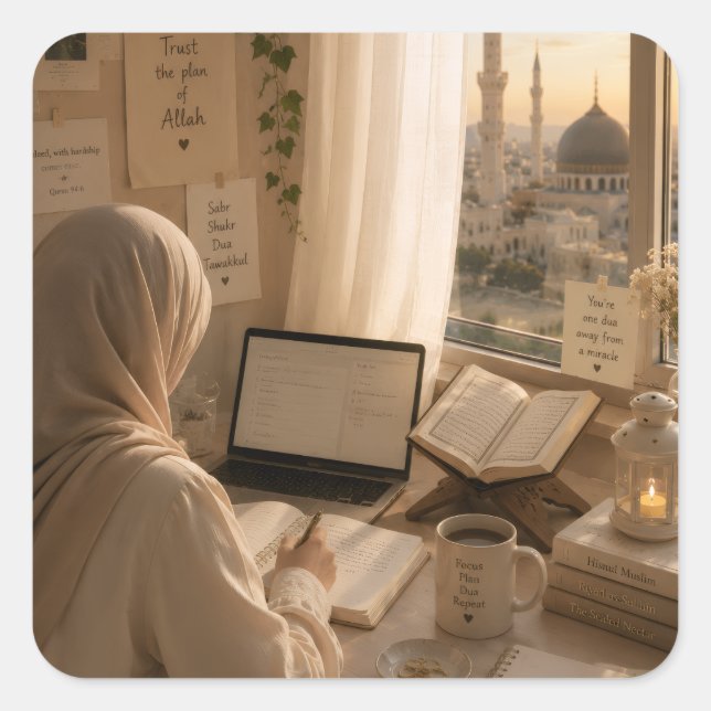 Autocollant spirale Deen et Dunya islamique (Devant)