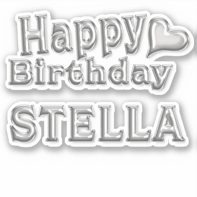 Autocollant Stella Joyeux Anniversaire argent (Devant)