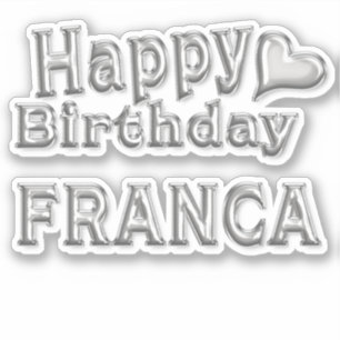 Autocollant sticker argent Joyeux Anniversaire Fra