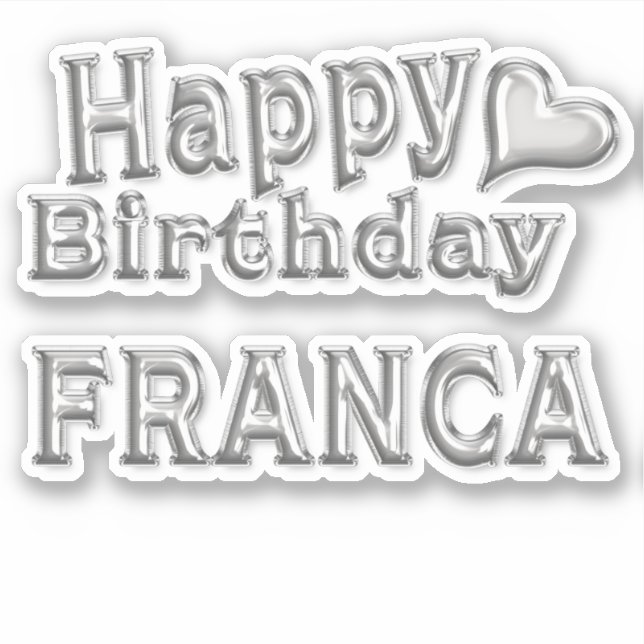 Autocollant sticker argent Joyeux Anniversaire Fra (Devant)