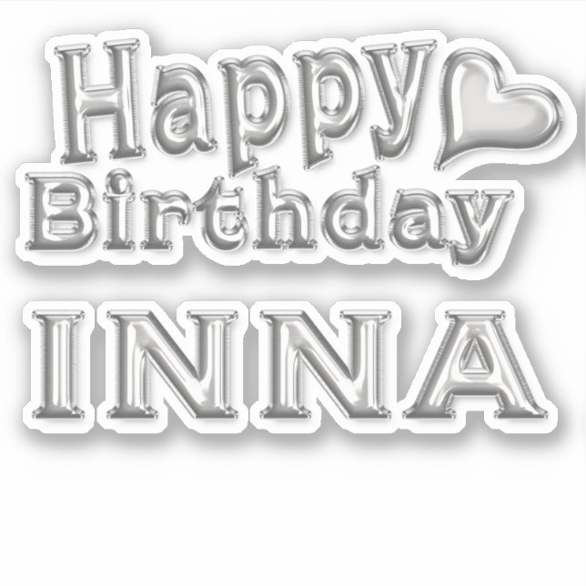 Autocollant Sticker Inna Joyeux Anniversaire argen (Devant)