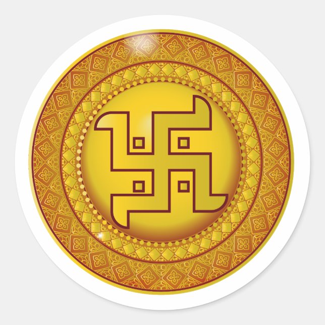 Autocollant Swastik hindou doré (Devant)