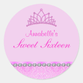 Autocollant Sweet16 Couronne Rose