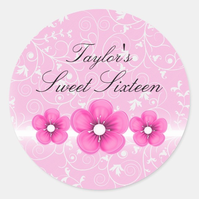 Autocollant Sweet16 Fleur Rose (Devant)