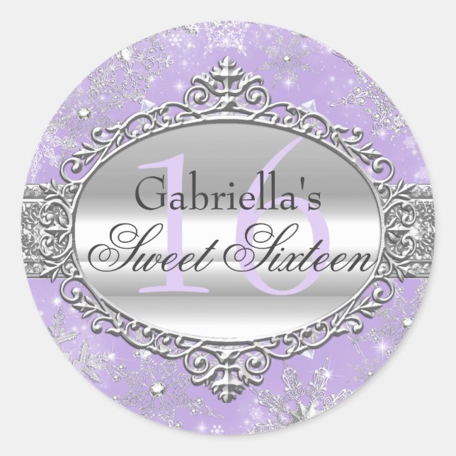 Autocollant Sweet16 Flocon de Neige Violet Hiver M (Devant)