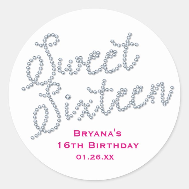 Autocollant Sweet 16 Seize Diamant & Diamants (Devant)