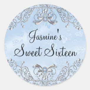 Autocollant Sweet Sixteen Blue Sparkle Jewel
