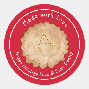 Autocollant Tarte aux Pommes Rustique Faite avec A