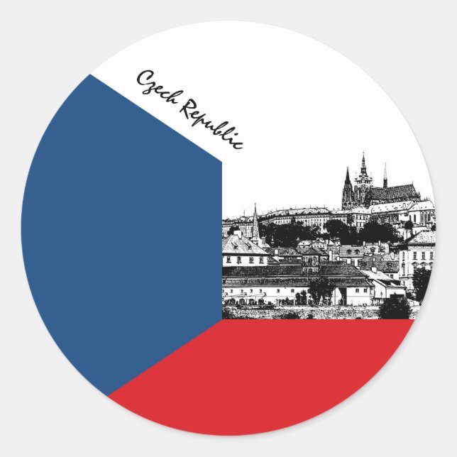 Autocollant tchèque, patriotique, Prague, Drapeau  (Devant)