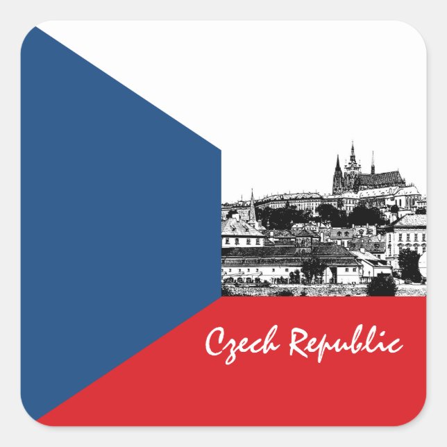 Autocollant tchèque, Prague, patriotique, Drapeau  (Devant)