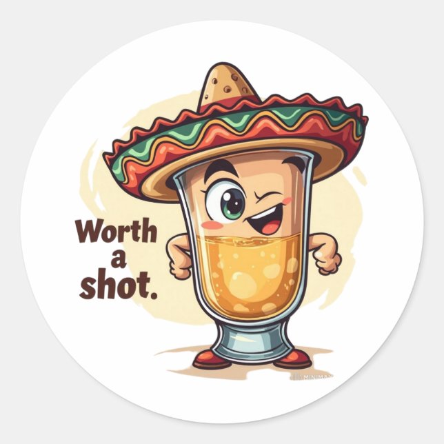Autocollant Tequila Shot Worth A Shot - Boisson dr (Devant)