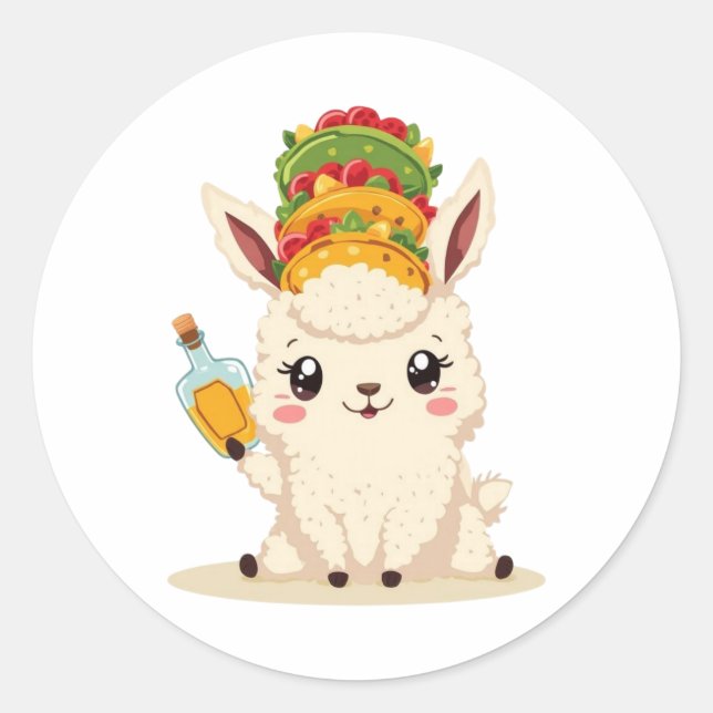 Autocollant Tequila Taco Lama Mignon - Nourriture  (Devant)
