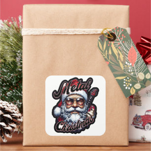 Autocollant tête de Santa Metal Christmas Rocker