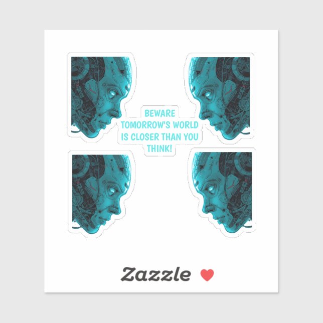 Autocollant TÊTE ROBOTIQUE CYBORG (Feuille)