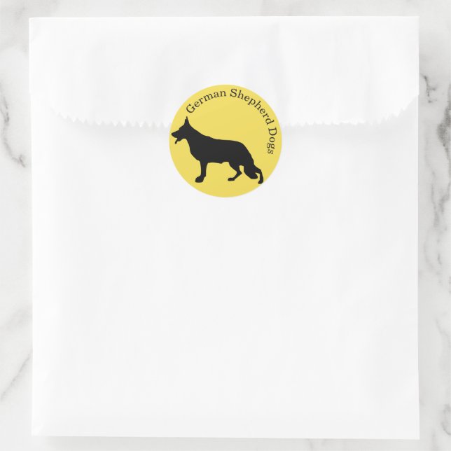 Autocollant Texte Arrondi Chien de Berger Allemand (Sac)
