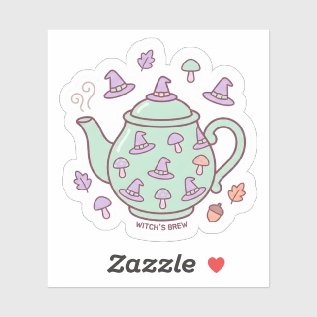 Autocollant Théière Pastel Kawaii Sorcière (Feuille)