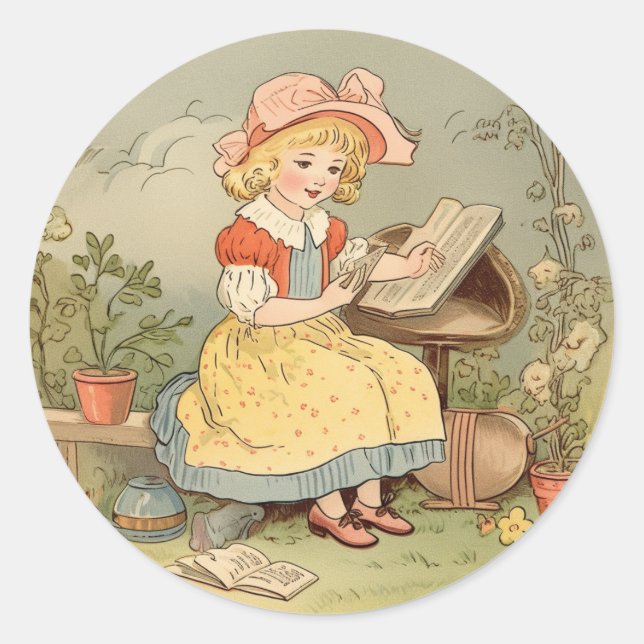 Autocollant Thème Comptine Vintage et Conte de Fée (Devant)