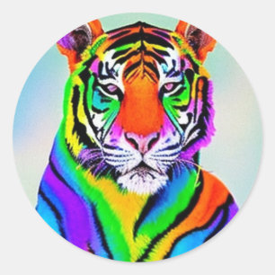 Autocollant tigre arc-en-ciel