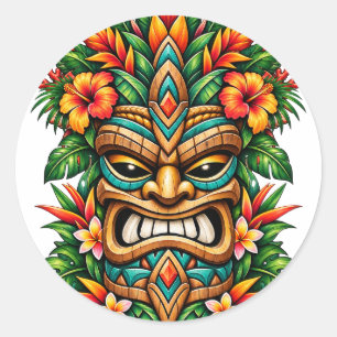 Autocollant Tiki à l'Hibiscus Doré